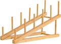 Plate Stands For Display, Wooden Plate Rack Dish Stand Holder | 5-Tier Display Stand for Book, Art Print, Puzzle, Cutting Board, Pot Lid Rack and Kitchen Cabinet Organizer (1 Pack)