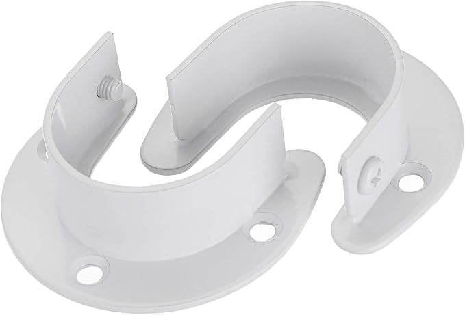 OwnMy 4 Pack Closet Rod End Supports Brackets 1-1/2" Dia Closet Rod Holders | U Shaped Stainless Steel Closet Pole Sockets, White Closet Rod Brackets Flange Rod Holders, Metal Shower Curtain Rod Holders