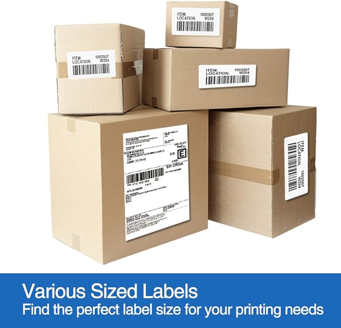 L LIKED 500 Sheets Matte Sticker Paper Full-Sheet 8-1/2" x 11" Self Adhesive Shipping Labels for Laser & Inkjet Printers, White (500 Labels) (Pack of 2)