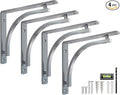Classic Silver Heavy Duty Shelf Brackets 8 inch by Balin Designs – Chrome L Bracket, Wall Mounted Support, Shelving Metal Bracket, Decorative Shelf Brackets, with Hardware Included, Set of 4