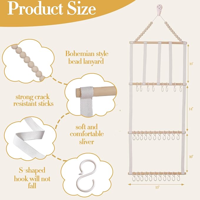 YOcity Headband Holder for Girls Baby Headband Organizer Head Bands Hair Accessories Display Organizer Wall Hanging Decor for Nursery Toddler Girl Room