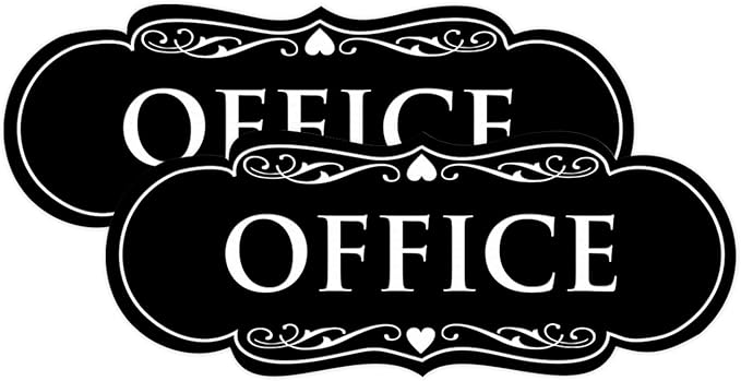 All Quality Designer Office Sign | Easy Installation - Black - Medium (2 Pack)