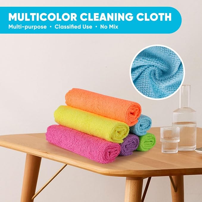 Orighty Microfiber Cleaning Cloth, 100 Pack Highly Absorbent Cleaning Supplies, Lint Free Kitchen Towels Cleaning Rags, Microfiber Towels for Cars, House, Window, 12x11 inch