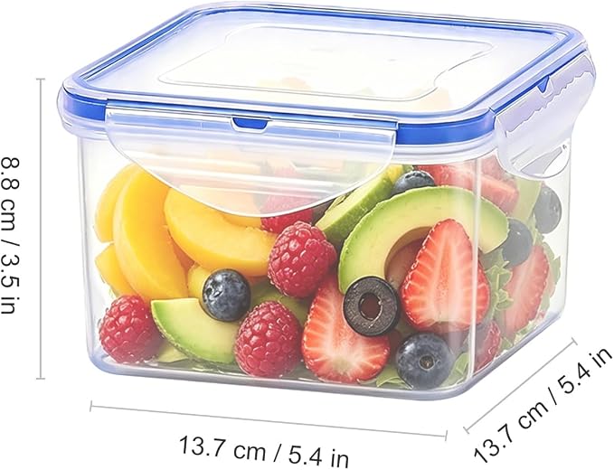 KIGI Square Food Storage Containers with 4-Sided Locking Lid, 30.4 OZ, Leak proof, Ideal for Lunch and Meal Prep, BPA-Free Plastic, 6-Piece, 3.75 Cup