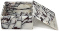 Natural Marble Square Jewelry Box with Lid, 5.91 in | A square natural marble box with lift-off lid for jewelry, cotton pads, and a cleaner dresser display.