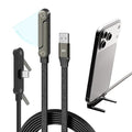 NKV USB A to USB C Cable， 65W Fast Charging Cable 5 FT， Invisible Stand Charging Cable，Flat USB c Cable,USB c Cable Right Angle，for iPhone 17 Series, Samsung Galaxy S25 S24 Ultra etc (Black)