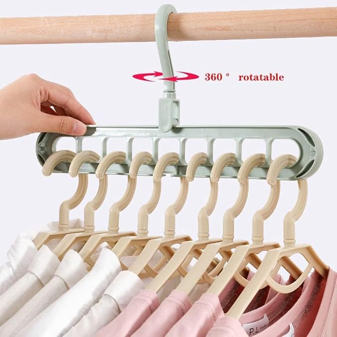 9 Space-Saving Hangers Heavy-Duty PP Plastic Tiered Hanger Organizer with Non-Slip Foldable Design, for Closet (Random, 10)