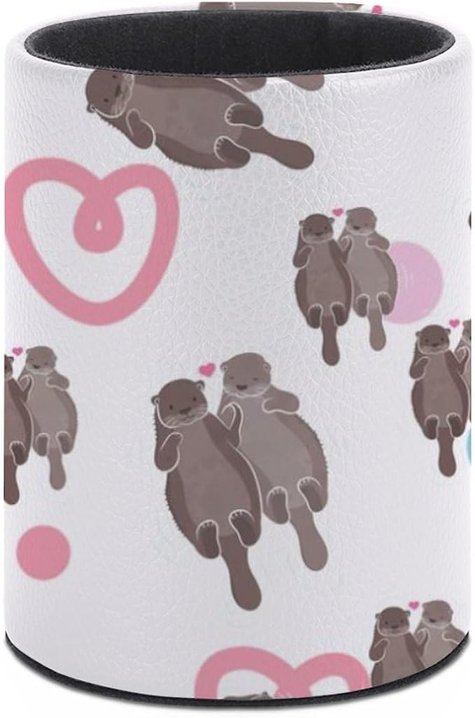 Sea Otter Pen Holder Pencil Cup for Desk Organizer | Cute Makeup Brush Holder PU Multifunctional Office Suppliesfor Decor Home Classroom School