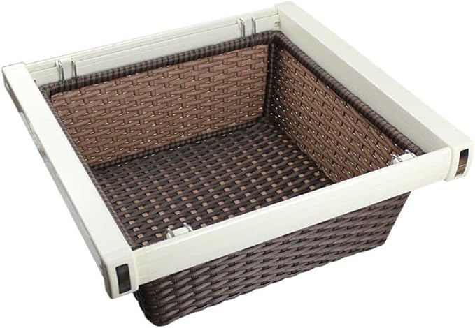 Pull Out Cabinet Storage Basket,Wardrobe Storage Organiser,Stackable Detachable Baskets Closet Storage Box,for Kitchen Office Wardrobes Cupboard Storage,Brown 2-864x220x470mm