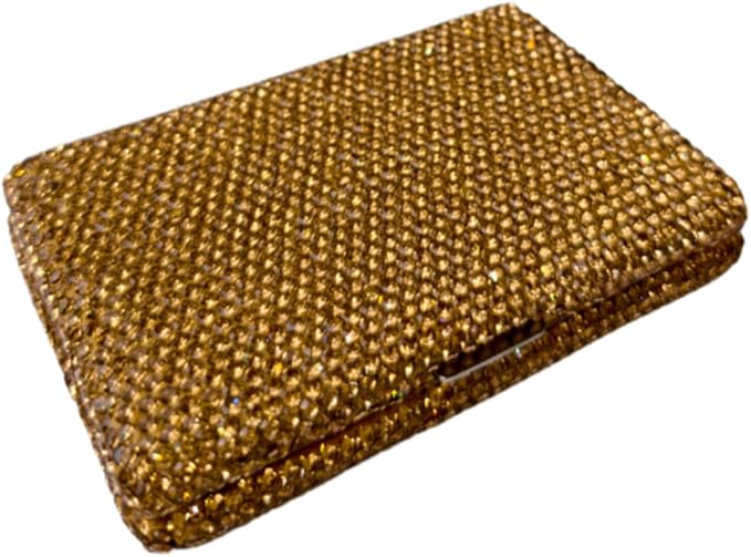 1Pc Card Wallet Card Case Bling Bling Business Card Holder,Gold | Fashion,Crystal and Aluminum,Unisex-Adults,Compact Purse,Rhinestone