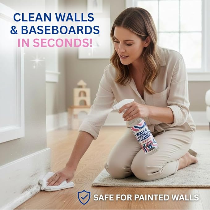 812 Wall Cleaner Spray – Safely Cleans Painted Walls, Baseboards, Kitchen Cabinets, Doors & More | Family & Pet Friendly | Made in America | 24oz.