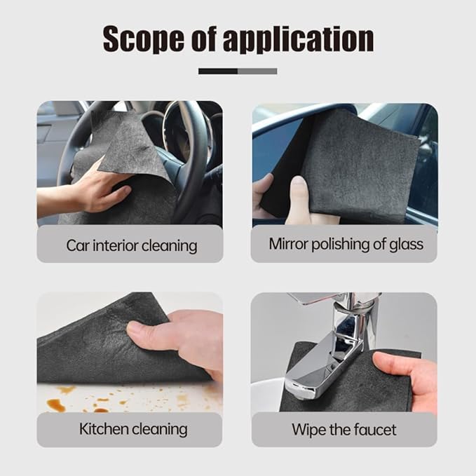 Wegodal Thickened Magic Cleaning Cloth, Upgrade Reuseable Streak Free Microfiber Cloth Microfiber Cleaning Cloth, Multipurpose Miracle Rags for Kitchen, Window, Glass, Cars (Gray-10Pcs, 12x12 in)