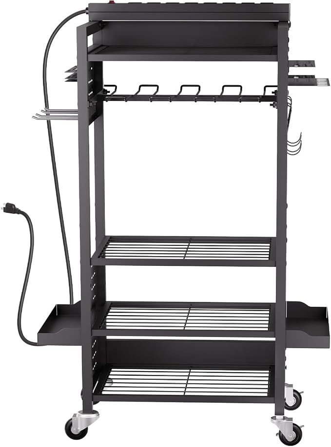 VEVOR 5-Tier Tool Organizer Cart with Charging Station, 8 AC Outlet, Floor Stand Rolling Drill Holder and Tool Battery Storage Rack on Wheels, Garage Floor Rolling Storage Cart for Workshop, Garage