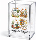 Funny The Life Of A Book Girl Acrylic Pencil Holder Cup | Goose Desk Accessories for Women Librarian Teacher Reader Bookish Bookworm, Bookmark Holder Gifts for Goose Lover Book Club