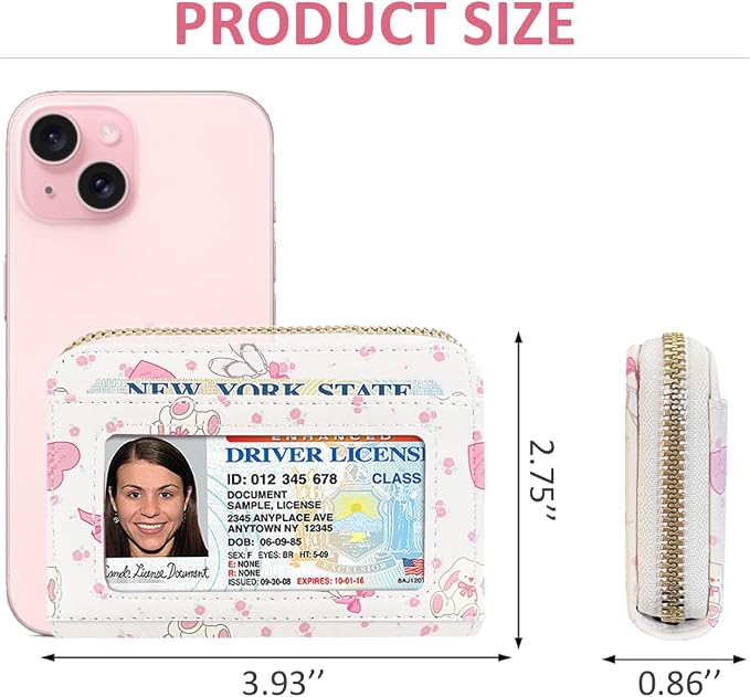 Sunwel Fashion Credit Card Holder for Women Small Accordion Carrd Cases with ID Window (BALLET BUNNY)