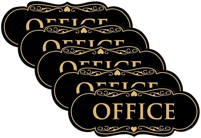 All Quality Designer Office Sign | Easy Installation - Brushed Gold - Small (5 Pack)