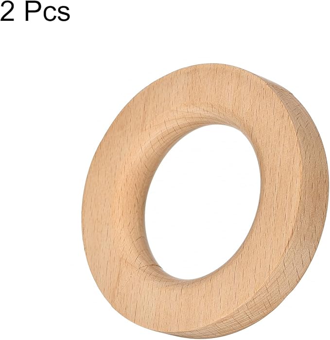 uxcell 2Pcs Wooden Rings, 4 Inch Wood Circles Round Ring Hanger Closet Circle Organizer Holder for Shop Scarf Pants Belt Ties, Natural