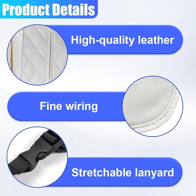 YoRise Leather Car Seat Back Organizer, Multifunctional Hanging Automotive Storage Bag with 2 Hooks, Car Seat Travel Bag for Tissue, Phone, Handbag, Bottle, Umbrella, Snack (White)