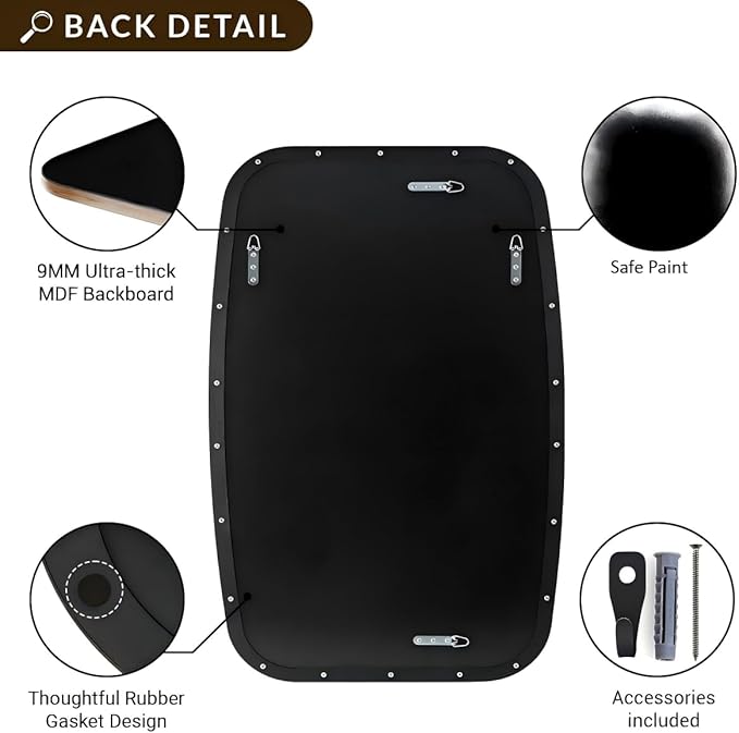 ANDY STAR Brushed Bronze Bathroom Mirror, 30x36 Oblong Mirror with Stainless Steel Metal Frame, Oval Vanity Mirror for Over Sink, Modern Anti Rust Wall Mounted