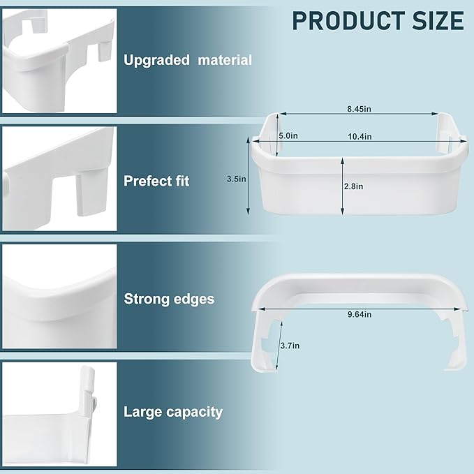 240351601 Refrigerator Freezer Door Bin Compatible with Ken.more Fri.gidaire Refrigerator Freezer Door Shelf Replace 240351607 891154 AP2115974 Freezer Side- 2 PACK By Fetechmate
