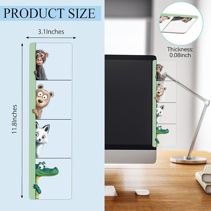 Computer Monitor Memo Board, Monitor Side Note Board, Sticky Note Holder, Acrylic Desk Organizer with 100Pcs Notes for Office Worker Men Women, Home Desktop and Office Desk, Gifts for Animal Lovers
