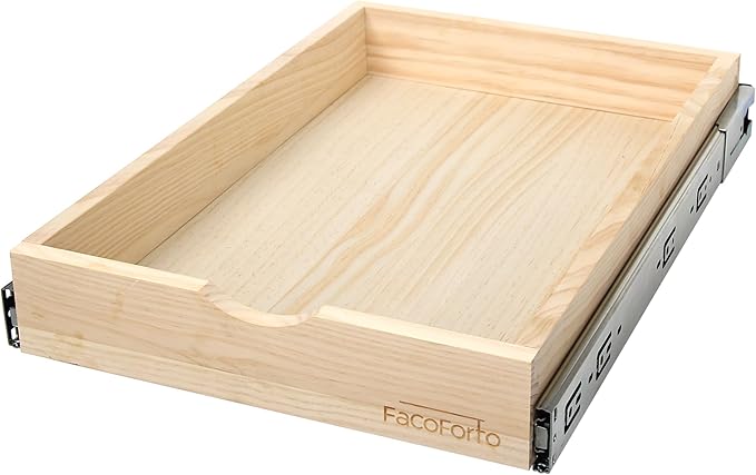 Kitchen Cabinet Organizer, Fully Assembled Drawer Wood Pull Out Tray Drawer Box Cabinet Slide Out Shelve, Wooden Pull-Out Shelf (W27''×D21''×H3'')