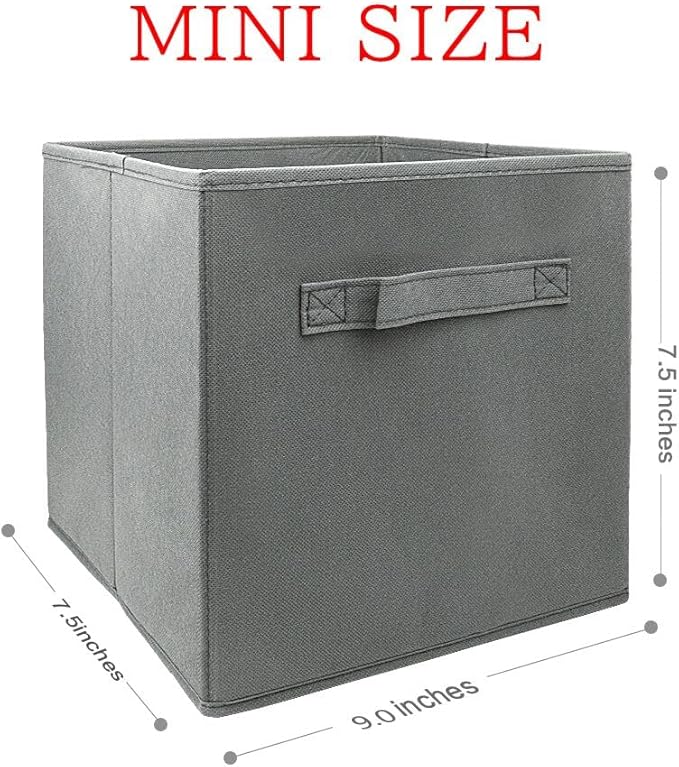 EBIGIC Mini Size 1-Pack Cube Storage Bins 9.0"x7.5"x7.5" Fabirc Foldable Closet Toy Organizer Collapsible Cloth Gray