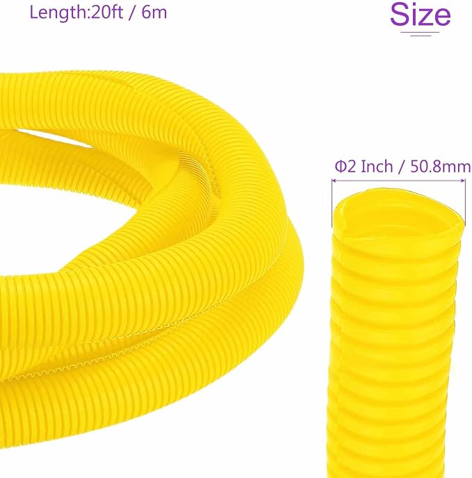 DMiotech 20ft Wire Loom Split Tubing 2 Inch(50.8mm) ID, Cord Protectors from Pet Flexible Conduit Cable Management for Office Home Garden, Yellow
