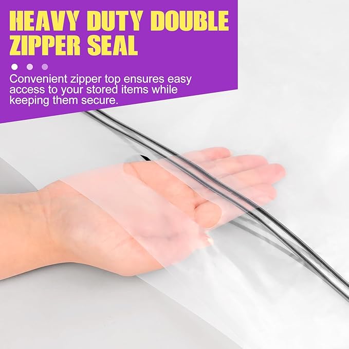 FURWEY 25 Gallon Extra Large Storage Bags 35”x 24”Resealable Clear Bags with Handle 4 Mil Thick Heavy Duty Big Bag for Clothes Pillow Travel Moving,Bedding,Shoes and Toys Storage, Pack of 12