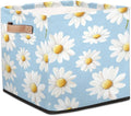 TropicalLife Floral Daisy Storage Cube, 13 Inch Fabric Cube Storage Organizer Bin for Shelves Clothes, Decorative Foldable Storage Boxes