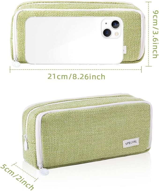 iSuperb Large Pencil Pouch 3 Compartments Pencil Case Big Capacity Pencil Bag for Kids Teen Girls Boys Student School Supplies Pen Organizer Holder Bag (Green)