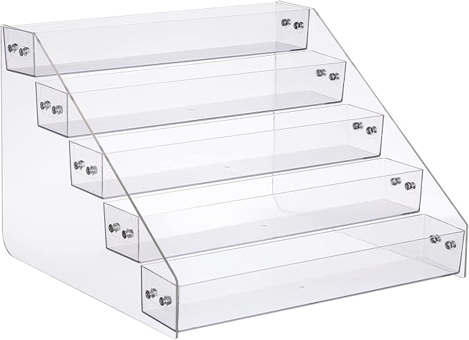 Tiered Spice Rack Acrylic, Spice Rack Shelf Seasoning Organizer | for Countertop, Cabinet, Pantry, Kitchen Storage - 5 Tier
