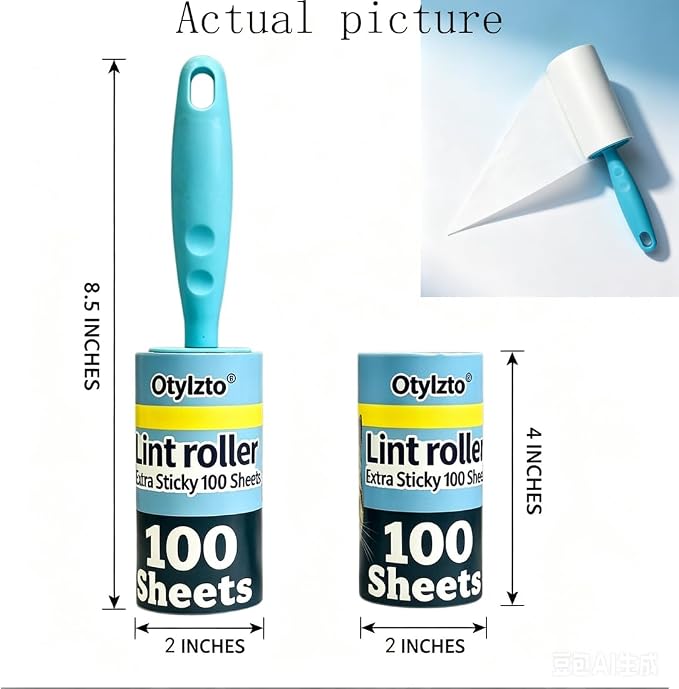 Otylzto 600 Sheets Extra Sticky Lint Rollers for Pet Hair lint Remover | Easy Spiral Tear for Clothes with Ergonomic Handle, for Furniture, Carpet, Car Seat, Lint roller refills house necessities