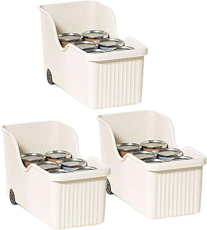 2/3 Pack Pull Out Cabinet Organizer Bin with Roll Wheels, Kitchen Bathroom Cabinet Under Sink Organizer and Storage, Multi-Use Cabinet Organizer Basket for Pantry Spice