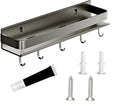 Adhesive Carbon Steel Spice Rack,Spice Shelf Organization with 5-Hook with Free Nail Glue Spice Shelf Organization for Kitchen Cabinet/Pantry Wall Mount Seasoning Rack