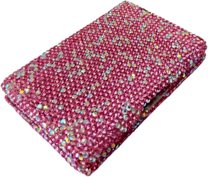 1Pc Card Wallet Card Case Bling Bling Business Card Holder,Pink | Fashion,Crystal and Aluminum,Unisex-Adults,Compact Purse,Rhinestone