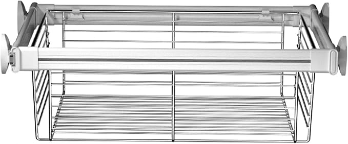 Depth 17.95in Expandable Cabinet Pull Out Basket,Stackable Shelf Baskets Organizer,Aluminum Alloy Stackable Storage Bins,for Office Bathroom Bedroom(36.22-38.18in)