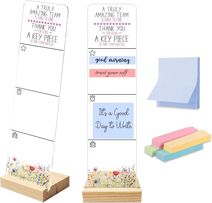 Sticky Notes Monitor Memo Board with Removable Wooden Base Truly Amazing Team Portable Acrylic Sticky Note Holder Message Board Sign Bonus 200 Sheets 2 Sizes Sticky Notes Office Desk Accessories