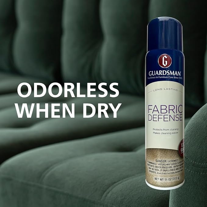 Guardsman Fabric Defense & Upholstery Water Repellent Spray, Protector & Stain Prevention for Microfiber, Rugs, Carpeting, Fabric Furniture, Apparel, and Shoes, Unscented, 11 oz