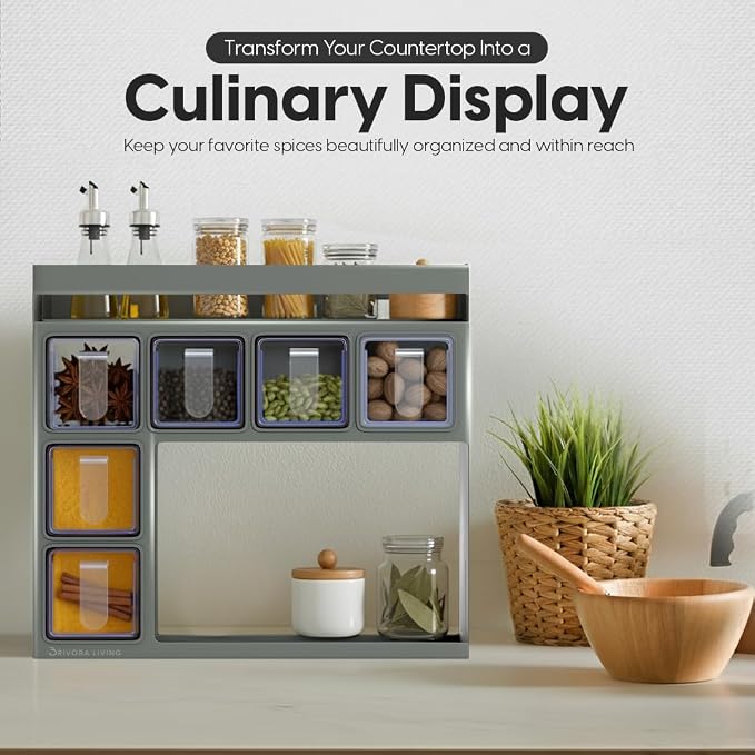 Spice Rack Organizer for Cabinet – Kitchen Space-Saving Storage Solution | Spice Rack Wall Mount or Countertop organizer for pantry, Bathroom or Home Decor.