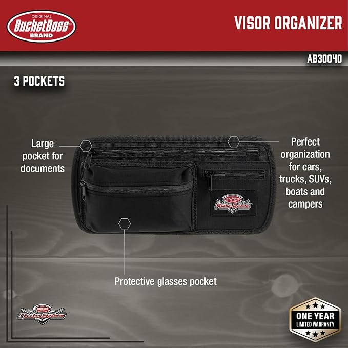 Bucket Boss - AutoBoss Visor Organizer, Auto Boss (AB30040), Black