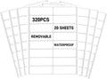 Removable Waterproof Labels for Bottles -320PCS 0.62 x 2.35 inch Organizing Name Labels for Food Containers Blank Nametags for Jars File Folders Small Storage Bin. Only Handwrite