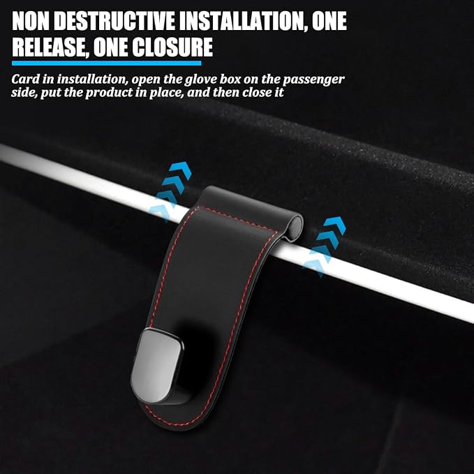 Car Co-Pilot Glovebox Hook, Multifunctional Passenger Seat Glovebox Hanger Organizer for Purse Handbag Umbrella, Auto Interior Glove Box Hanging Storage Hook Holder, Universal Fit (Black)