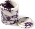 Natural Marble Round Jar with Lid, 4.13 in | A round marble jar that keeps cotton swabs, pads, and hair ties neatly stored with a natural stone accent.