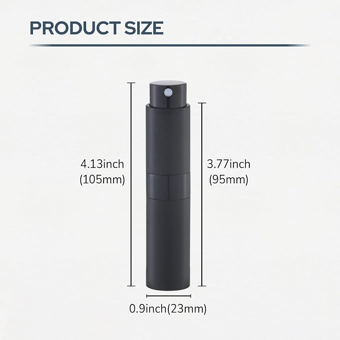 Fusupak Perfume Atomizer Travel Bottle Refillable: Cologne Sprayer Portable for Men - Mini Spray Empty for Refill - 8ml Small Size Black Pink Silver