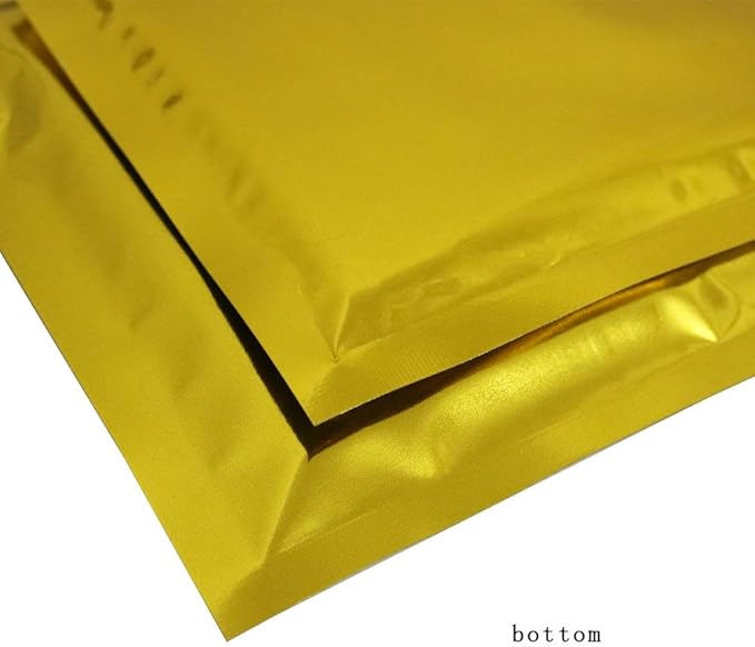 100PCS Customized Resealable Mylar Bag Foil Flat Packaging Bag with Tear Notch,Single-Color Printing for LOGO,QR Code,Text (Gold, 18 * 26CM/7.1"*10.2"-100PCS-One Color Print)