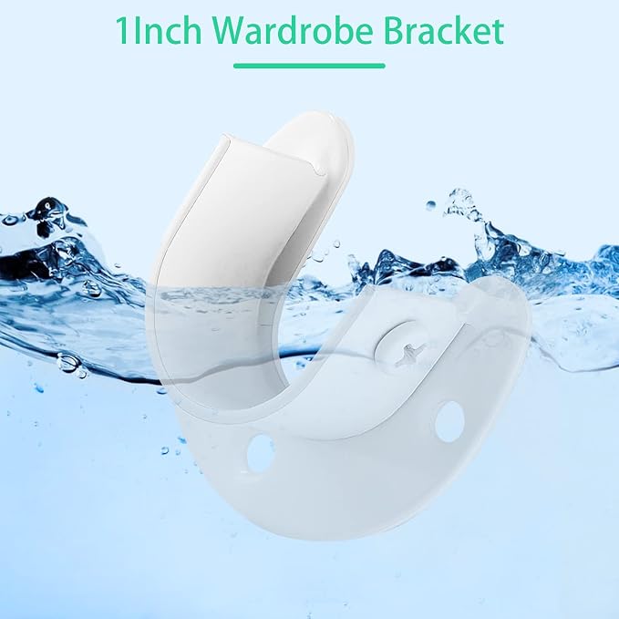 Stainless Steel Closet Rod End Supports, 1 Inch, White, 2 Packs | Wardrobe Bracket, Heavy Duty, U-Shaped with Screws, Closet Pole Sockets Flange Rod Holder