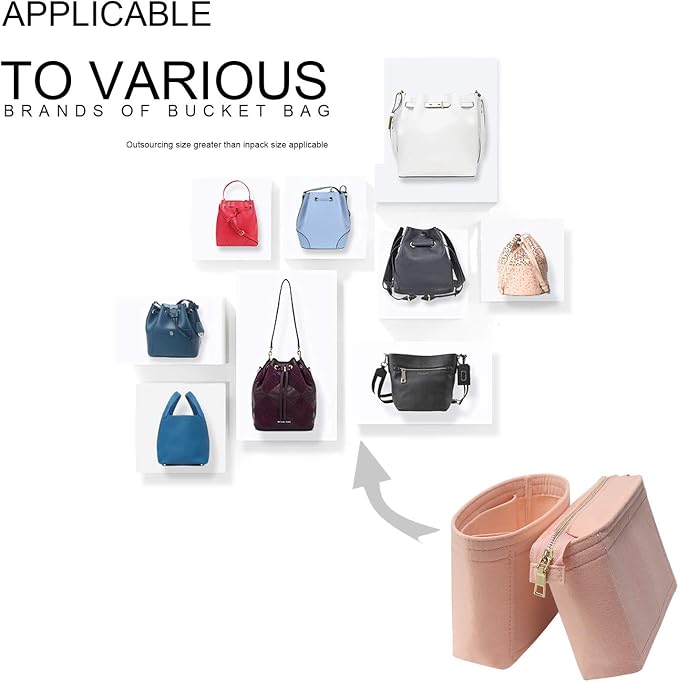 Bag Organizer, Bag Shaper Purse Insert Felt Organizer Fit in NeoNoe Noé and other Bucket Bags - pink