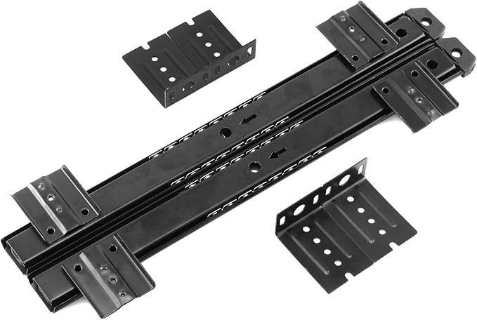 1-Pair 14 inch / 350mm Keyboard Slide Super Smooth Mute Ball Bearing Pull Out Tray Adjustable Hanging Bracket Suspension Track Guide Rail Fold Telescopic Drawer Runners Black