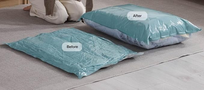 Vacuum Storage Bags for Clothing - NeatNest 6 Pack Flat Space Saver Bags, 3 Small+3 Medium, for Clothes, Towels, Sweaters, Dual Compression (Vacuum or Hand Press), Airtight and Reusable